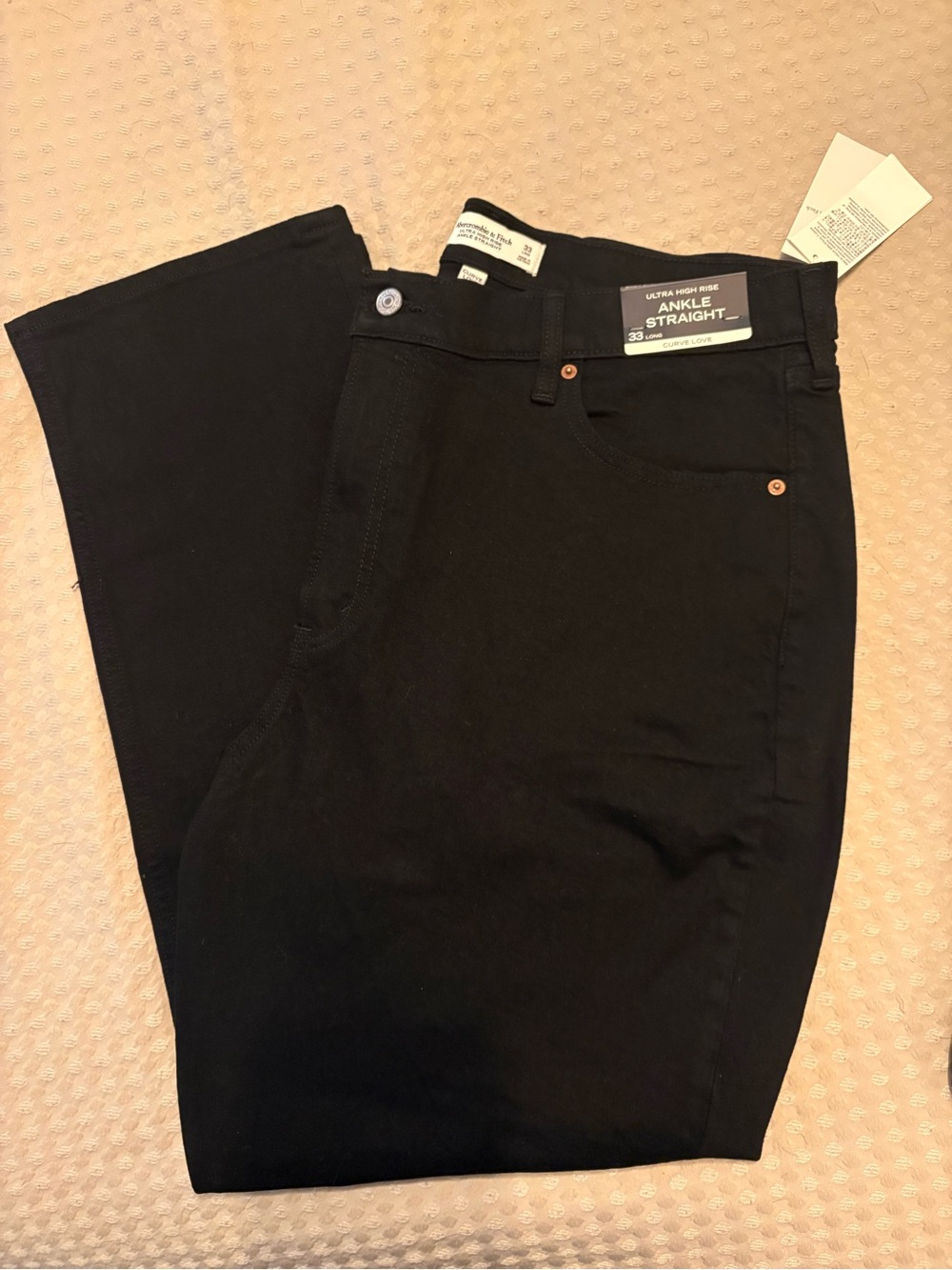 Abercrombie & Fitch Womens Ultra High Rise Curve Love Ankle Straight Black Jeans